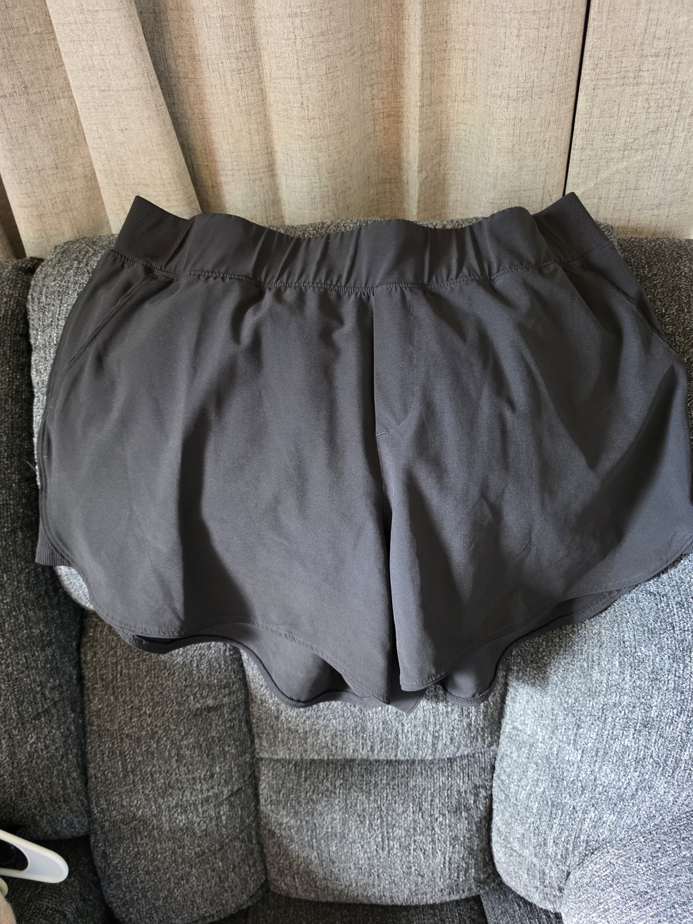 Women's Black Athletic Running Shorts with Elastic Waistband